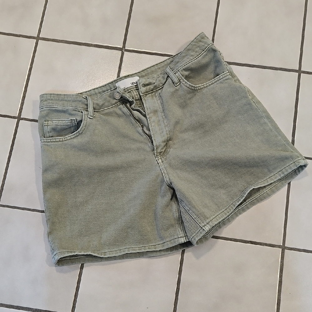 Women's Green Denim Shorts